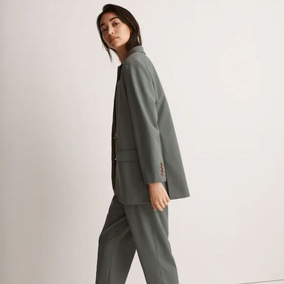 Madewell Oversized Menswear Blazer Olive Sage Women’s medium Button Accent NWT - Picture 3 of 16